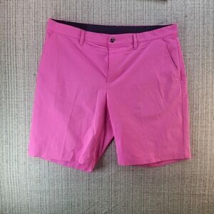 Adidas Shorts Mens 35 Pink Primegreen Golf Performance Flat‎ Front Belt Loops